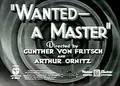 Wanted - A Master poster